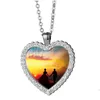 Pendanthalsband Fashion Thermal Transster Sublimation Blank Diy Necklace Designer Jewelry for Women Rhinestone Heart Round Sier Val DHX27