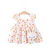 Mädchenkleider Kleinkind Kinder Baby Girls Sommer Off Schulter Punkt Druck knielange Kleider Kinder Casual Clothes Geschenktasche 6m-4y