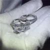 Obrączki ślubne luksusowy kryształ kobiet cyrkon zestaw pierścionków moda kolor srebrny zestawy ślubne biżuteria obietnica miłość zaręczyny dla kobietWedding Toby22