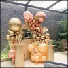 Украшение вечеринки 96pcs Morandi Peach Chrome Rose Gold Balloon Garland для свадьбы на день рождения рождественские воздушные шарики набор Ders Dh8nb