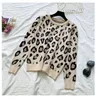 Women's Two Piece Pants HMA Women's Long Sleeve Knit Leopard Pullover SweatersElastic Waist Pants Sets Fashion Trousers Two Pieces Costumes Outfit 230131