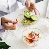 Plates Japanese Style Glass Bowl Salad Noodles Creative Heart Shape Dessert Fruit Plate Tableware Kitchen Serving Dish