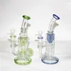 9 inch glass bong Metallic color tinted glass water pipe dab rigs new gift recycler glass ash catcher for sale