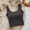 Women's Tanks Camis Women's Vest One-Piece No Steel Ring Cotton Chest Pad Wide Shoulder Sports Yoga Vest Underwear Black White Bra Tank Top Women Y2302