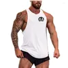 Men's T Shirts Brand Gym Cotton Sleeveless Underwear Muscle Printed Vest Workout Bodybuilding