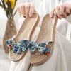 Slippers Eva Stripes Bow Home Cotton Indoor Shoes Japanese Style Linen Women Flip Flops WomenSlippers
