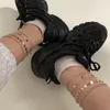 anklets 4pcs/set weddy women high heel foot ankle inkle thin chain裸足サンダルビーチジュエリーセクシーな女性のアンクレット女子学生コンボスーツ