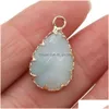 Charms Gold Claw Edge Healing Waterdrop Natural Stone Rose Quartz Crystal Pendant Diy Necklace Women Fashion Jewelry Finding Dhgarden Dhkn0