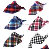 Hundkl￤der Bandana Christmas Dogs Plaid Pet Scarf Triangle Bib Kerchief For Small Medium Large Xmas Birthday Present Cotton Handkerchi OT7UP