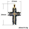 Colares pendentes Creative Vintage Cross Cruzado Blue Crystal Zircon Colar para mulheres Jóias de festa de casamento requintadas