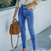 Jeans Show Slim High midje Fashion Wash Dark Denim Cotton Grey Temperament Pendlar Croped Pants Jeans 9122