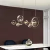 Lampes suspendues Style nordique cuisson vernis fer Restaurant lampe poisson ligne Type tricolore gradation barre Led éclairage en verre