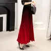 تنورات الخريف الخريف المخملية الذهبية للتغيير التدريجي فستان مطوي 2023 A-Line Skirt Women’s Wholesale