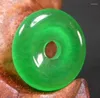 Pendentif Colliers Certificat Chinois Vert Quartzite Jade Cercle Donut Amulette 20mm