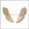 Pins Brooches Fashion Angel Wings Brooch Collar Pin Sier Gold Plated Color Selling Jewelry Accessories Gift Drop Delivery Ot097