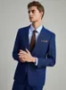 Herrenanzüge Blazer Männer Set Blazer Pant Blue Single Breasted 2023 Sommer dünn schlanker Fit Geschäftsmann Kleidung Hochzeitsbräutigam Prom Party Kee