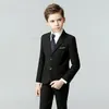 Abiti Primavera Autunno Bambino Formale Completo nero blu scuro Set Abito da ragazzo britannico Pianoforte Festa di nozze Costume Bambini Giacca sportiva Gilet Pantaloni Abbigliamento Set 230131