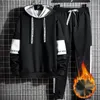 Men's Tracksuits Men's Tracksuit Set Winter Fleece Sports Suit For Men 2023 Oversize Hooded Trouser Autumn Female Warm Suits Unisex