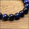 Beaded Strands Blue Tiger Eye Buddha Bracelet Natural Stone Round Beads Elasticity Rope Bracelets For Men Women High Quality 6Mm 8M Otl0M