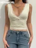 Canottiere da donna Camis HEYounGIRL Sexy scollo a V Pizzo Camis Tee senza maniche Fiocco carino Canotte estive casual Canotte Donna Elegante Crop Vest Streetwear 2022 Y2302