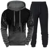 Mens Tracksuits 남성 트랙복 세트 Fleece 2 피스 후드 풀오버 스웨트 팬츠 스포츠 의류 4xlconjuntos Masculinos 230131