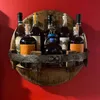 Porte-bouteilles de table Bar Vintage Porte-bouteilles en bois Étagère ronde Présentoir mural Décor Rack Mount Étagères à whisky Étagère flottante 230131