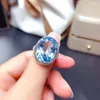 Bagues en grappe Bague en topaze bleue 16 S Argent sterling Réel Naturel Véritable Pierre de naissance de décembre Bijoux de luxe