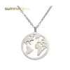 Pendentif Colliers En Acier Inoxydable Collier Carte Du Monde Chaînes Déclaration Sier Or Rose Globe Voyage Bijoux Cadeau Drop Delivery Pendentifs Ot3Ts