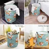 Laundry Bags Cartoon Animal Orange Blue Leaves White Dirty Basket Foldable Home Organizer Clothing Kids Toy Storage