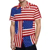 Мужские повседневные рубашки День Независимости День одежды Американский флаг Печать Краткое рукав для 230201