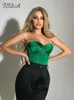 Femmes Débardeurs Camis FSDA Bustier Tube Satin Crop Top Corset Vert Sexy 2022 D'été Cami Y2K Sans Manches Noir Mode Femmes Débardeurs Bustier Y2302