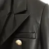 Kadın deri sahte gerçek ceket kadınlar gerçek blazer dış giyim zarif çift göğüslü yumuşak siyah feppskin ceket jaqueta feminina 230131