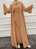 Etniska kläder 3 stycke Abaya Dubai Islam Turkiet Bangladesh Muslim sätter hijab Modest Dress Kaftans för kvinnor Robe Femme Ensembles Musulmans 230131