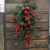 Fiori decorativi 60 cm albero di Natale appeso a testa in giù decorazione della porta casa festa ghirlanda di nozze decorazione della finestra anno artigianale