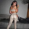 New Fashion Pants Women's Snakeskin Chest With Hollowed Out Rope Sleeveless Two-piece Suit