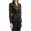 Damen-Jacke aus echtem Leder, echtes Leder, Blazer, Oberbekleidung, eleganter zweireihiger, weicher, schwarzer Sheppskin-Mantel, Jaqueta Feminina 230131