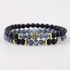 Strand Amader 6mm Black MatteWeathered Stone Lovers Bracciale Uomo Coppie Distanza CZ Ball Women Elastic Homme ABD063