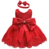 Flickaklänningar Lawadka Summer Baby Girls Dress Born spetsprinsessan för 1: a år födelsedag kväll kostym spädbarnskläder