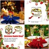 Servilleteros 9 piezas Juego de Navidad Soporte de metal Decoración de anillo de árbol 230201