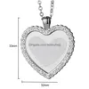 Pendanthalsband Fashion Thermal Transster Sublimation Blank Diy Necklace Designer Jewelry for Women Rhinestone Heart Round Sier Val DHX27