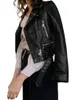 Women's Leather Faux FTLZZ Women Autumn Winter Black Jackets Zipper Basic Coat Turndown Collar Motor Biker Jacket With Belt 230131