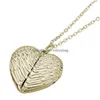 Pendant Necklaces Fashion Sublimation Blank Angel Wing Heart Necklace Designer Jewelry Valentines Day Gold Sier Plated Choker Locket Dh7E5