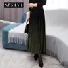 تنورات الخريف الخريف المخملية الذهبية للتغيير التدريجي فستان مطوي 2023 A-Line Skirt Women’s Wholesale