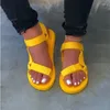 Sandalet Düz Kadın Ayakkabı Gladyatör Burnu Açık Toka Yumuşak Kadın Rahat Kadın Platform Plaj
