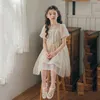 Girl's Teen Girls Princess 2023 Summer New Mesh Patchwork Clothing Lace Lace Dress Children #7227 0131