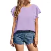 Blouses femininas Mulheres Blusa Chiffon Summer Summer Manga curta Ruffles soltos camisas