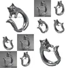 Anneaux De Bande Bijoux De Mode Chat Anneau Vintage Noir Ruban Ouverture Réglable Drop Delivery Dh5Vn