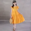 Estate della ragazza Big Casual Kids Girls Elegant Ruffled Princess es 2022 New Children Cotton Midi Dress # 8908 0131