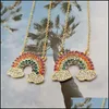 Collares pendientes Collar de arco iris de cristal Mticolored Cadena de oro de moda Regalo de joyería de mujer Colgantes de entrega de gota de alta calidad Otpak