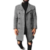 Mélange de laine pour hommes, vêtements à la mode, manteau à carreaux, Double boutonnage, revers mi-long, automne-hiver, 230201